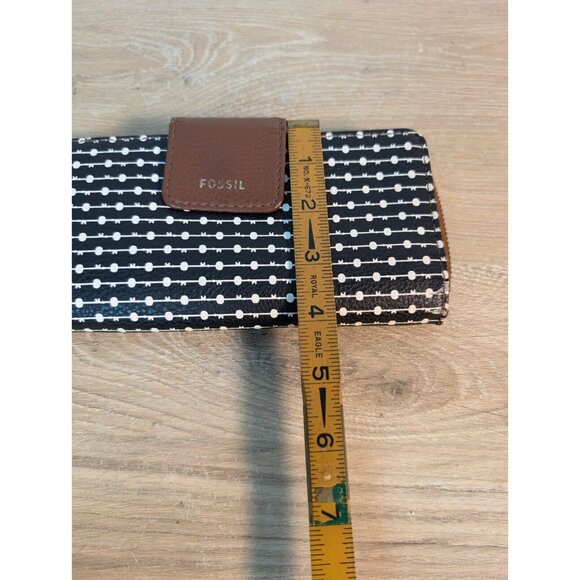 Fossil Womens Bifold Wallet Black Geometric Genuine Leather Zipper Pocket Modern - Picture 8 of 8